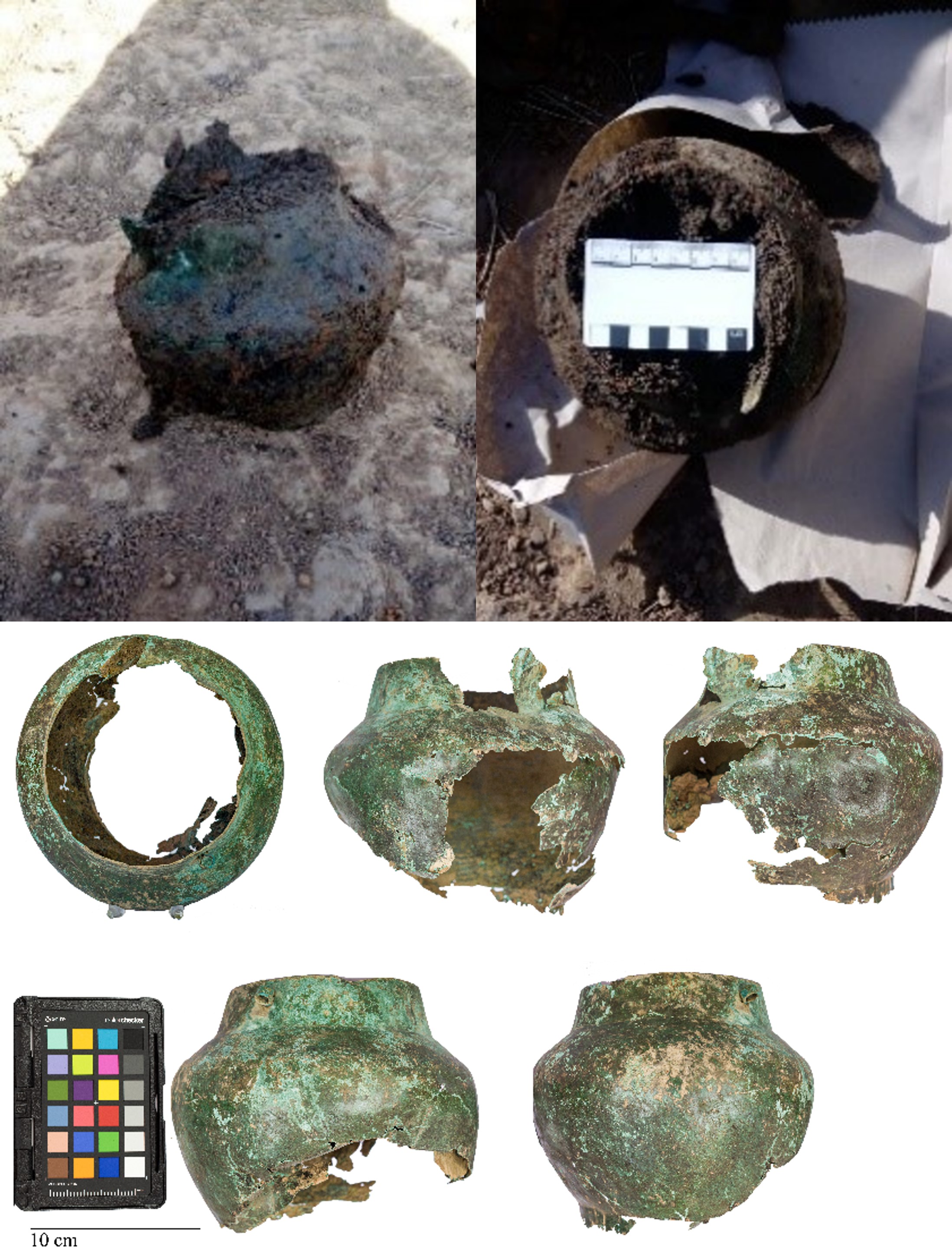 Mălăiești bronze vessel photos on site and in lab